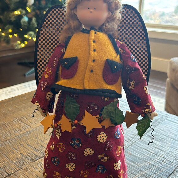 Vintage Mervyns Angel Doll With Felt Vest & Star Garland Christmas Cottage - Picture 1 of 11